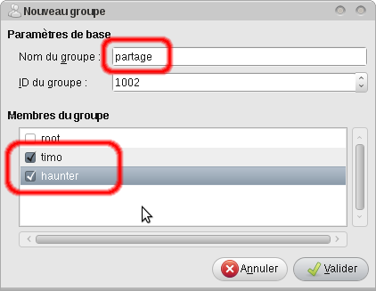 utilisateurs et groupes