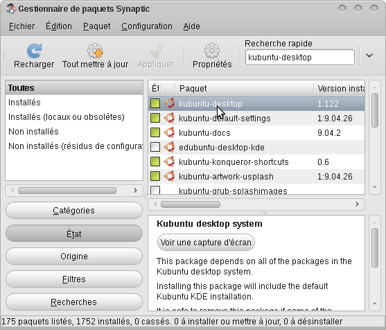 gestionnaire de paquets synaptic