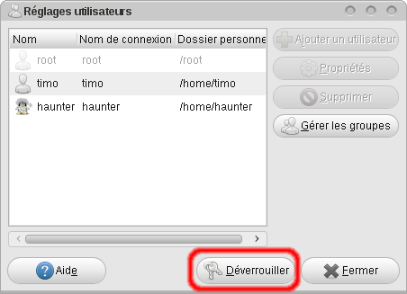 utilisateurs et groupes