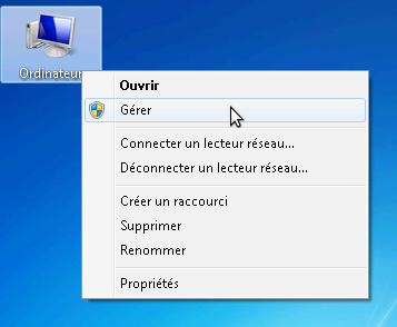 aller dans le gestionnaire de l'ordinateur