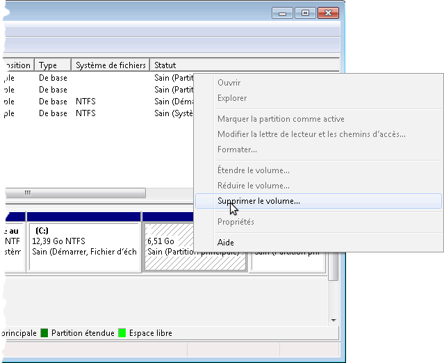 Supprimer la partition