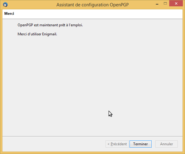 configuration d’OpenPGP terminée
